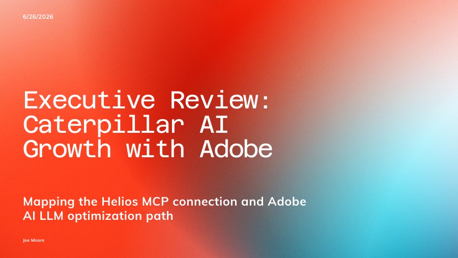 Title slide: Executive Review, Caterpillar AI Growth with Adobe